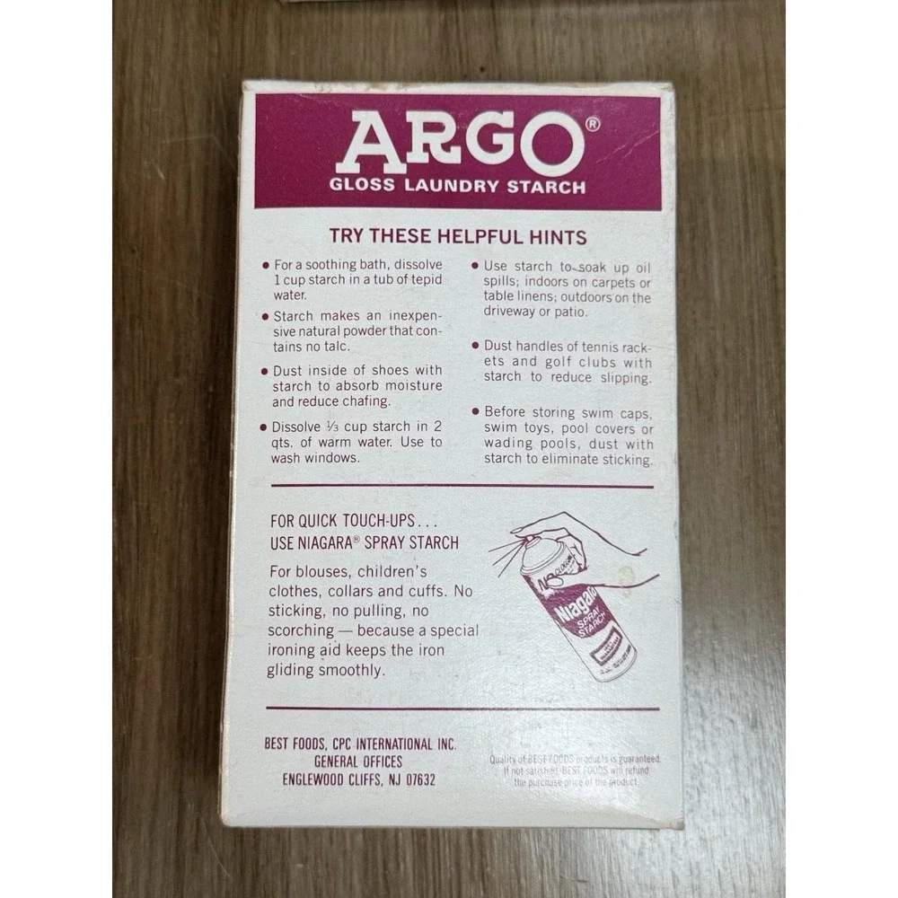 ARGO Gloss Laundry Starch 16 oz Powdered Crisp Finish Red Box Vintage NOS